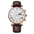 Orologio business da uomo Chenxi con fase lunare, datario e cinturino in pelle - Cinturino Marrone Cassa Oro Rosa Quadrante Bianco