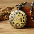 Orologio da taschino meccanico vintage con quadrante a scheletro e numeri romani - Quadrante Senza Bordo