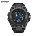 Montre de sport militaire SAMDA à grand cadran, affichage numérique-analogique étanche. - Noir Bleu Homme (739)