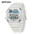 Montre de sport numérique carrée blanche SAMDA élégante avec étanchéité de 50 mètres - Blanc