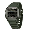 Montre de sport numérique SANDA étanche avec cadran carré vert armée et bracelet en silicone - Vert Militaire