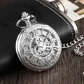 Montre à gousset argentée squelette vintage avec chiffres romains et engrenages apparents - Argent