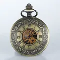 Montre de poche mécanique vintage en bronze avec design squelette floral gravé - Style Vintage Gravé (P403 Bronze) / Brun Rétro
