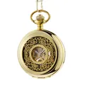 Élégante montre de poche mécanique classique en or avec design de couvercle évidé - Style Vintage Or Évidé / Or