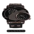 Montre à quartz Oulm 9591 pour homme, double fuseau horaire et bracelet noir - Style Maille Noir Tout Noir (9591) / Noir