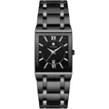 Montre à quartz carrée WWOOR 8858 pour homme avec bracelet noir en acier inoxydable - Boîtier Noir Cadran Noir