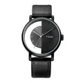 TOMI unisex quartz watch with unique hollow semi-transparent dial and black strap - Black Dial Black Case Black Strap