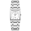 WWOOR 8858 men's rectangular watch in silver stainless steel with a classic white dial - Silver Case White Face