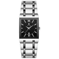 WWOOR 8858 waterproof men's square quartz watch with silver steel band and black dial - Silver Black Case Black Dial