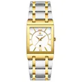 WWOOR luxury square men's quartz watch with two-tone stainless steel strap - Two-tone White Dial