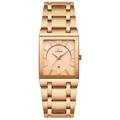 WWOOR 8858 luxury square quartz watch for men with rose gold steel strap and calendar - Rose Gold Case Rose Gold Dial