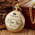 Reloj de bolsillo dorado grabado para hijo con mensaje inspirador sobre madera - Estilo Para Hijo / Dorado