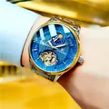 Montre automatique de luxe pour hommes avec cadran bleu et bracelet en métal or et argent - Bracelet en Acier Inoxydable / Bicolore Cadran Bleu