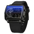 Montre à quartz SANDA pour hommes, étanche, double affichage avec bracelet en silicone noir - Série 6163 Bracelet en Silicone / Noir