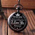 Reloj de bolsillo vintage de cuarzo negro para hijo con grabado especial - Estilo Para Hijo / Negro