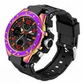 Montre de sport SAMDA pour homme avec lunette arc-en-ciel et bracelet en caoutchouc noir - Style 6008 / 6008 Fantôme Violet