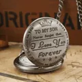 Reloj de bolsillo de cuarzo vintage para hijo con mensaje grabado - Estilo Para Hijo / Plata Mate