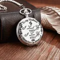 Reloj de bolsillo vintage plateado para esposo con un grabado romántico y sentimental - Estilo Para Mi Esposo / Plateado