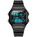 Montre de Sport Carrée SAMDA pour Hommes, Étanche 50M avec Rétroéclairage et Alarme - Noir et Blanc