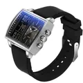 Montre à quartz Sanda professionnelle pour homme carrée double affichage bracelet noir - Style Silicone 6238 (6238) / Noir Argent