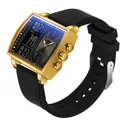 Montre à quartz SAMDA professionnelle pour homme à double affichage avec boîtier doré et bracelet - Style Silicone 6238 (6238) / Noir & Or