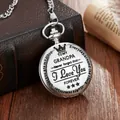 Reloj de bolsillo retro de cuarzo plateado con grabado 'To My Grandpa' elegante - Estilo Para Mi Abuelo / Plateado