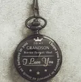 Reloj de bolsillo vintage negro con un mensaje especial grabado para un nieto - Estilo Para Mi Nieto / Negro