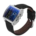Montre à quartz SANDA pour hommes à double affichage, bracelet en cuir noir et cadran bleu - Série 6238 Bracelet en Cuir / Argent Bleu
