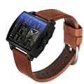 Montre SANDA pour homme, affichage double, bracelet cuir marron, boîtier noir carré - Série 6238 Bracelet en Cuir / Café Noir