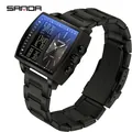 Montre SAMDA pour hommes en acier inoxydable noir avec double affichage analogique - Série 6238 Bracelet en Acier / Noir