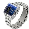 Montre quartz SAMDA homme à double affichage avec bracelet acier inox et cadran bleu - Série 6238 Bracelet en Acier / Argent Bleu