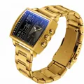 Montre de luxe dorée pour hommes à double affichage avec bracelet en acier inoxydable Sanda - Série 6238 Bracelet en Acier / Or (Cadran Noir)