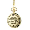 Reloj de bolsillo vintage dorado con mensaje grabado 'To My Dad' y detalle de corona - Estilo Para Mi Padre / Dorado