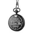 Reloj de bolsillo vintage negro grabado para papá con un mensaje especial I Love You - Estilo Para Mi Padre / Negro