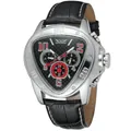 Premium men's triangle automatic mechanical watch with Jaragar logo and black leather strap - Black