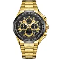 Montre de sport de luxe dorée pour hommes avec bracelet en acier et cadran noir chic - Style Or Noir (8868) / Boîtier Or Cadran Noir