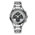 Montre chronographe de sport à quartz de luxe en acier inoxydable argenté pour homme - Boîtier Argent Cadran Blanc