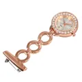 Elegante roségouden verpleegstershorloge met strass-bezel en clip met schakelketting - Strass Stijl (p350) / Roségoud