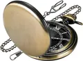 Vintage-Taschenuhr aus poliertem Wolframstahl in Bronze-Optik mit römischen Ziffern. - Glatte Römische Schwarze Zifferblatt Taillenkette (P200) / L / Bronze