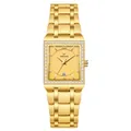 WWOOR luxury square gold quartz watch with diamond bezel and gold-tone steel bracelet strap - Gold Case Gold Dial