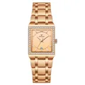 WWOOR rose gold square quartz watch for women with diamond bezel and steel strap - Rose Gold Case Rose Gold Dial