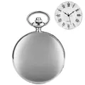 Klassische polierte silberne Taschenuhr mit Quarzwerk und römischem Zifferblatt - Doppelt Polierte Silberne Römische Zifferblatt Taillenkette (P200) / L / Silber