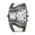Orologio Oulm da uomo a doppio fuso orario con quadrante grande e cinturino in pelle serpente bicolore - Bianco