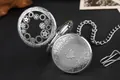 Montre de poche mécanique argentée vintage avec couvercle à engrenages et gravure - Engrenage Argent (Double Ouverture)
