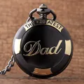 Vintage Taschenuhr in Schwarz und Gold mit THE GREATEST Dad Gravur zum Vatertag - DAD Schwarz