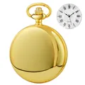 Klassische goldene Taschenuhr mit römischen Ziffern und weißem Quarz-Zifferblatt. - Doppelt Polierte Goldene Römische Zifferblatt Taillenkette (P200) / L / Gold
