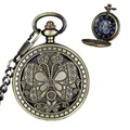 Montre à gousset mécanique vintage en bronze avec couvercle papillon évidé et cadran bleu - Style Papillon Mouvement Bleu (3) / Boîtier Bronze Mouvement Bleu