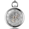 Montre à gousset mécanique squelette argentée avec cadran à chiffres romains - Argent
