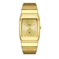 Reloj cuadrado de lujo WWOOR para hombre en oro con correa de acero inoxidable - Caja Dorada Esfera Dorada