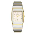 Reloj de cuarzo rectangular WWOOR para hombre, correa bicolor de plata y oro - Bicolor Esfera Blanca
